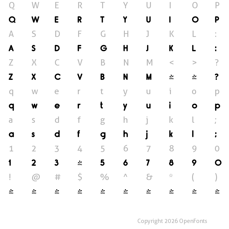 Character Map of FONTSPRING DEMO - Rimouski Rg Bold