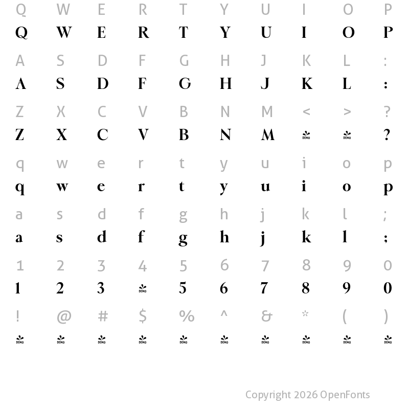 Character Map of FONTSPRING DEMO - Ringle ExtBd Regular