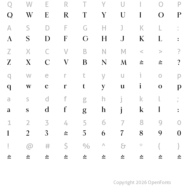 Character Map of FONTSPRING DEMO - Ringle SemBd Regular