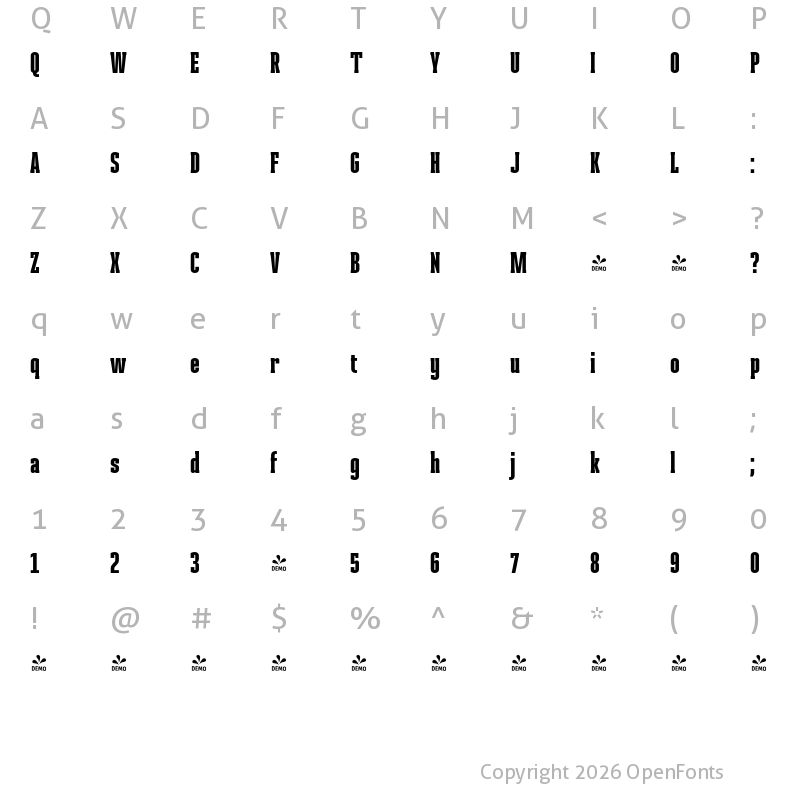 Character Map of FONTSPRING DEMO - Ristretto Slab Pro Bl Regular
