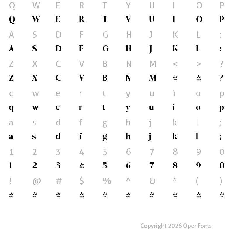 Character Map of FONTSPRING DEMO - Rittalle Regular