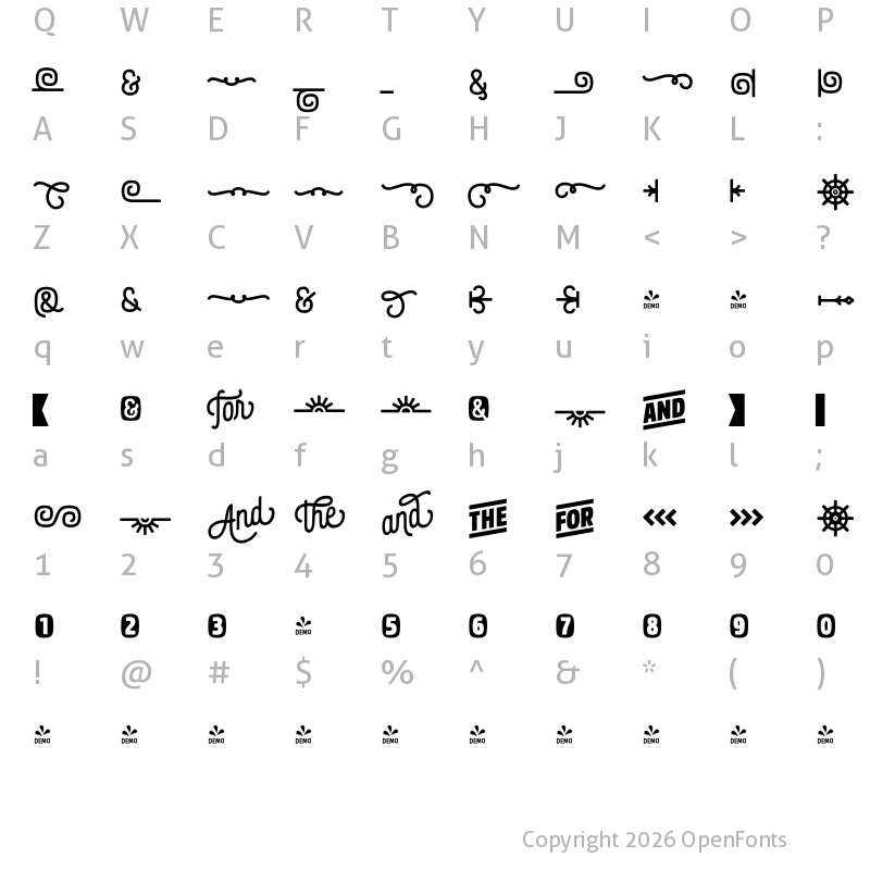 Character Map of FONTSPRING DEMO - Rockeby Ex Black Regular
