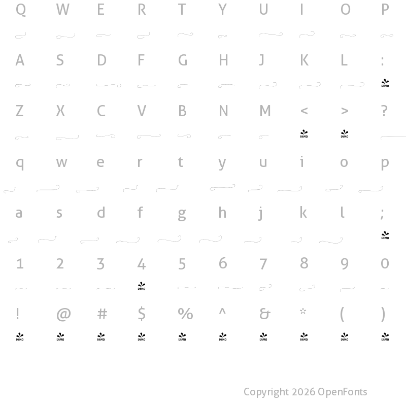 Character Map of FONTSPRING DEMO - RoseGarden Orn 1 Regular