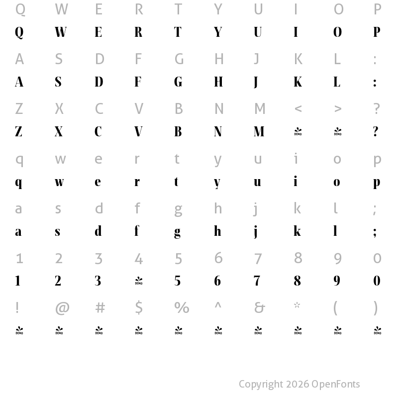 Character Map of FONTSPRING DEMO - Rotwang Pro ExtraBold Regular