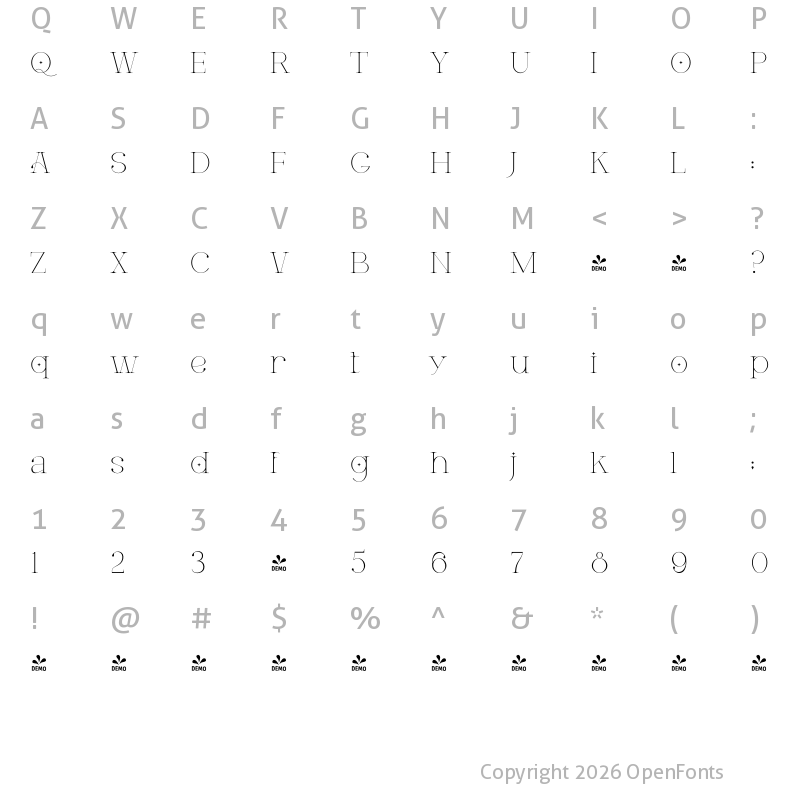 Character Map of FONTSPRING DEMO - SA Celeri Regular