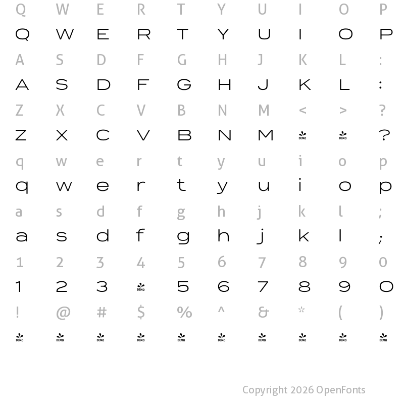 Character Map of FONTSPRING DEMO - Sabrosa Regular