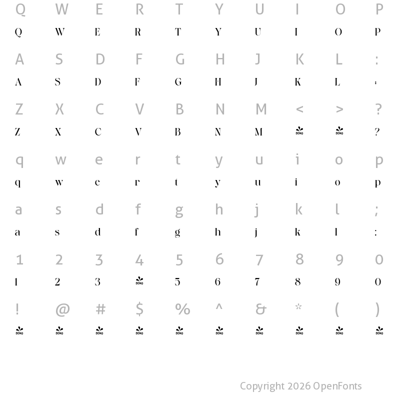 Character Map of FONTSPRING DEMO - Saficel Regular