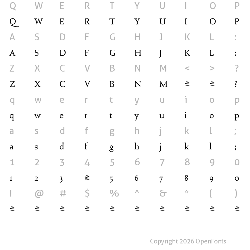 Character Map of FONTSPRING DEMO - Salden Regular