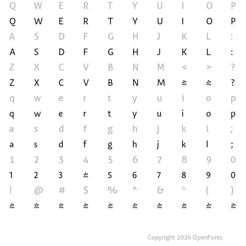 Character Map of FONTSPRING DEMO - Salom Sans Regular