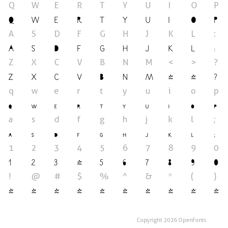 Character Map of FONTSPRING DEMO - Salt and Spices Mono SC2 SC2
