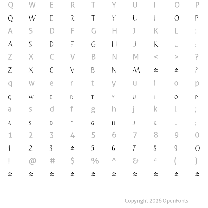 Character Map of FONTSPRING DEMO - Salt and Spices Pro SC SC