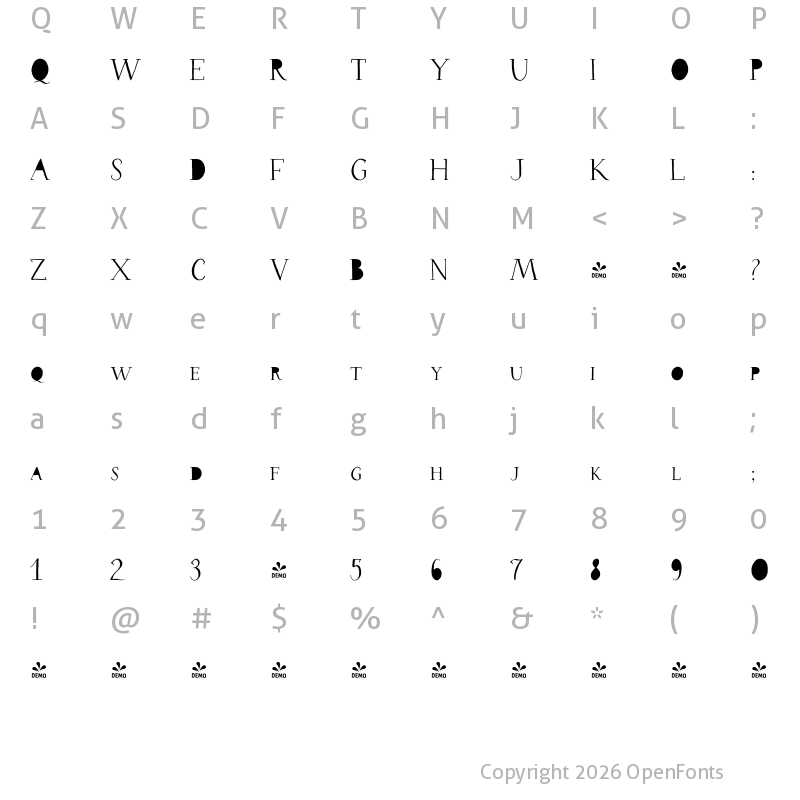 Character Map of FONTSPRING DEMO - Salt and Spices Pro SC Serif2 SC Serif2