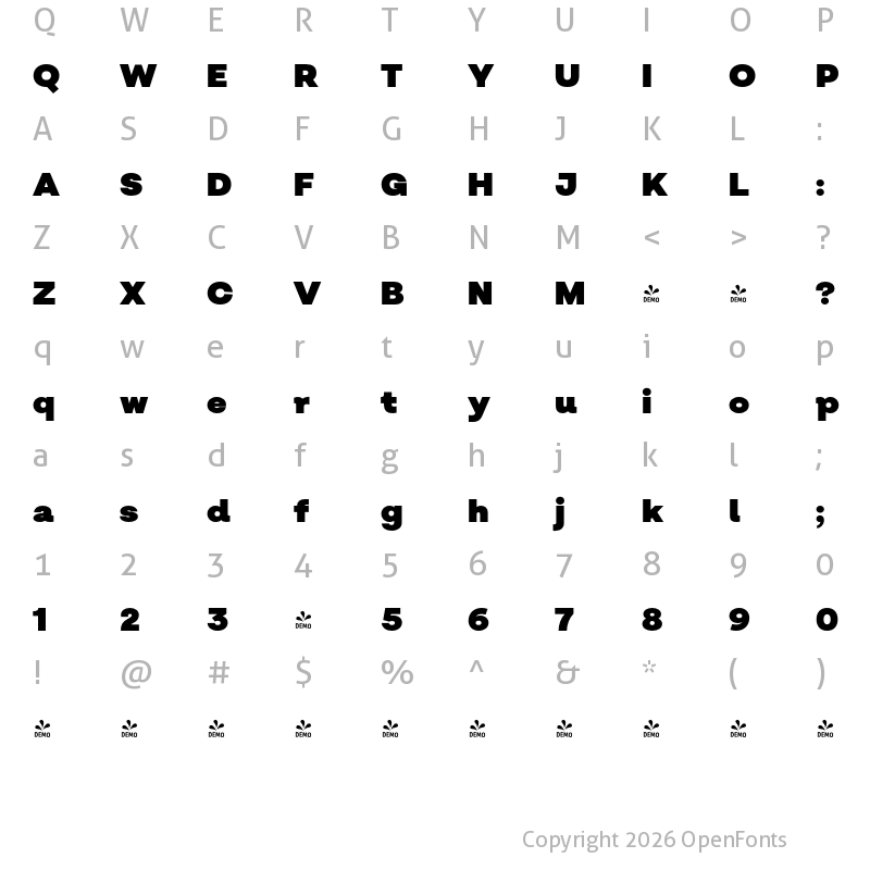 Character Map of FONTSPRING DEMO - Salvatore UltraBlack Regular