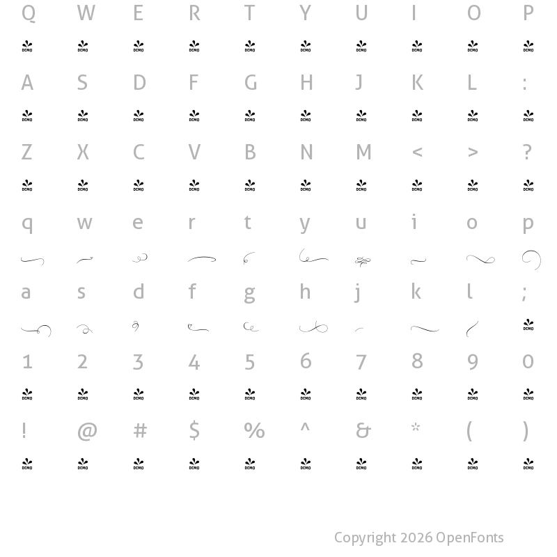 Character Map of FONTSPRING DEMO - Sentosha Ornament Regular