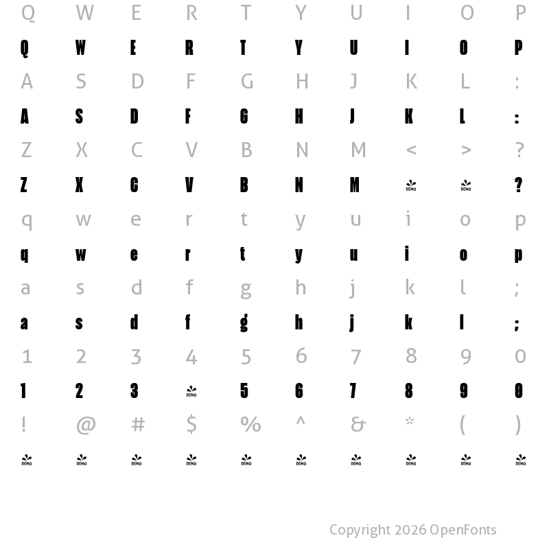 Character Map of FONTSPRING DEMO - Seriguela Poster Regular