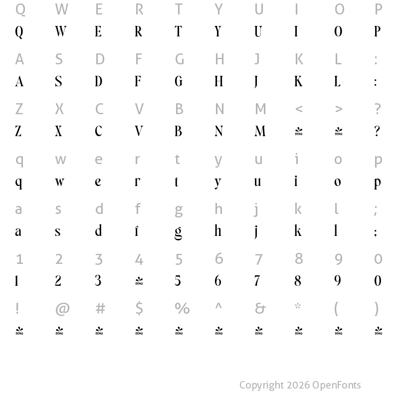 Character Map of FONTSPRING DEMO - Silver Delight Regular