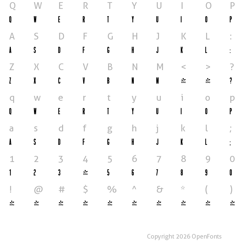 Character Map of FONTSPRING DEMO - Silverline Sans Black