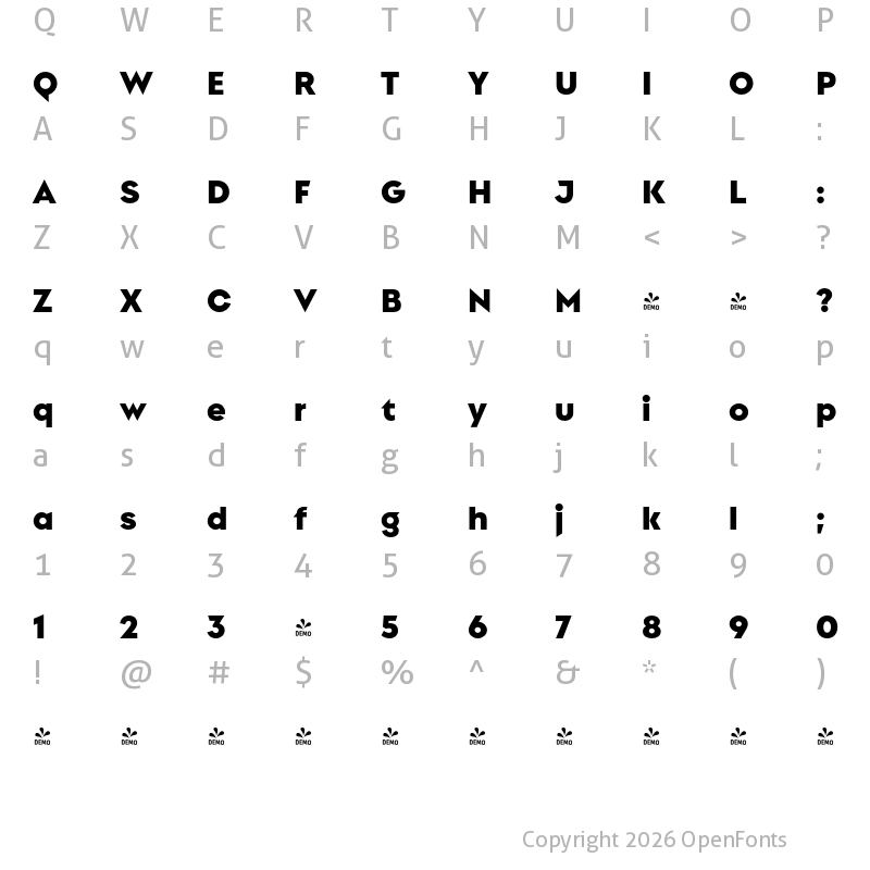 Character Map of FONTSPRING DEMO - Singolare Black Regular