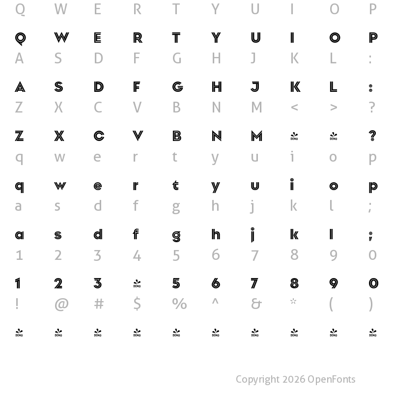 Character Map of FONTSPRING DEMO - Singolare Layers Four Regular