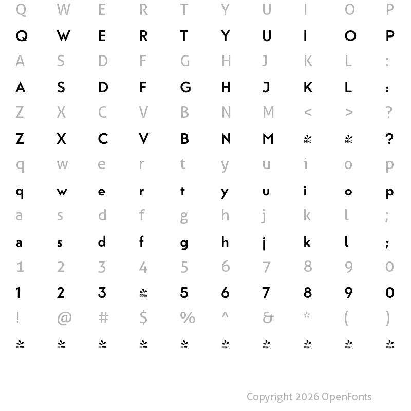 Character Map of FONTSPRING DEMO - Sittl Pro Medium Regular