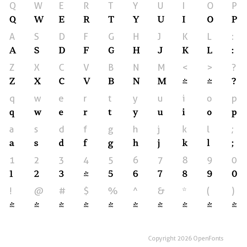 Character Map of FONTSPRING DEMO - Skema Pro News SmBd Regular
