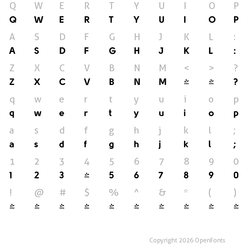 Character Map of FONTSPRING DEMO - Solomon Black Regular