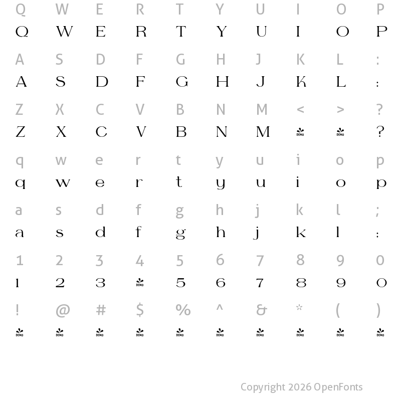Character Map of FONTSPRING DEMO - Southlake Bold