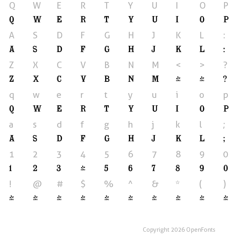 Character Map of FONTSPRING DEMO - Spike Incised Regular