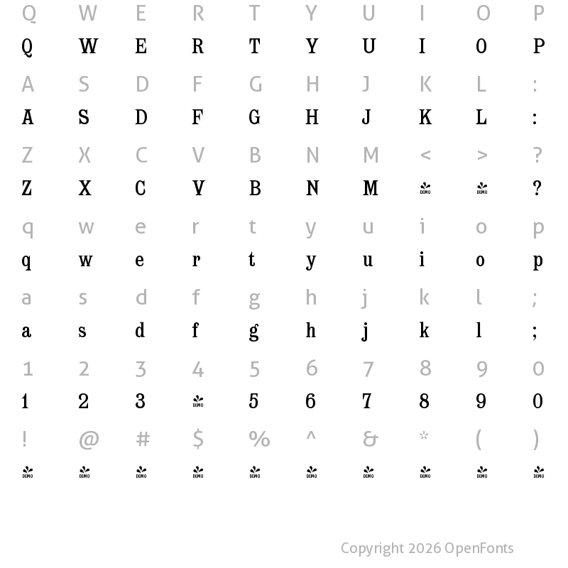Character Map of FONTSPRING DEMO - Spike Regular Regular