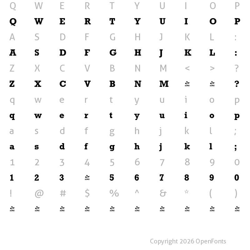 Character Map of FONTSPRING DEMO - Stafford Pro Medium Regular