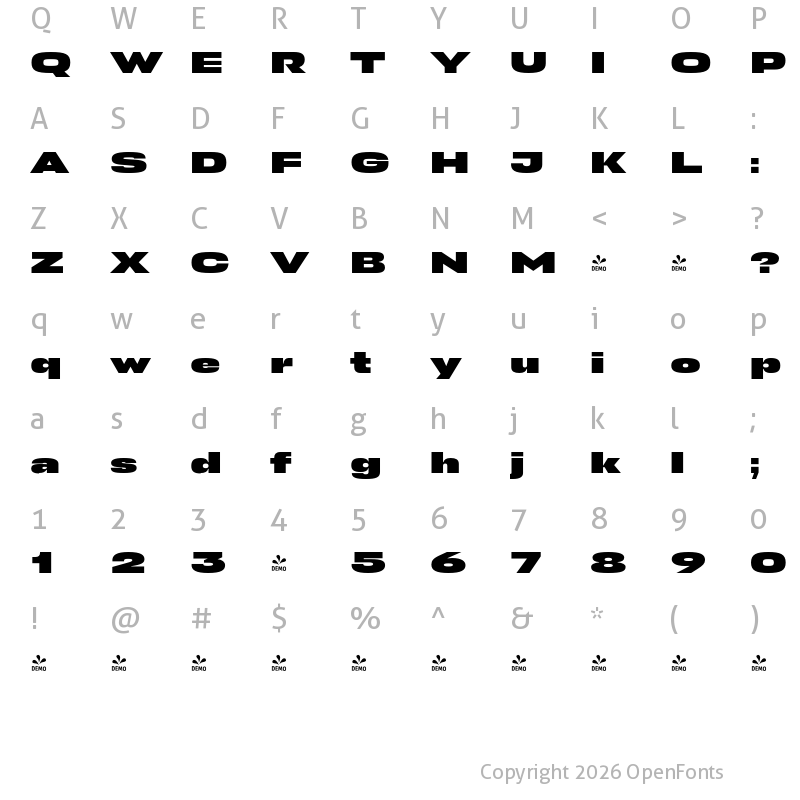 Character Map of FONTSPRING DEMO - Stapel Expanded Black Regular