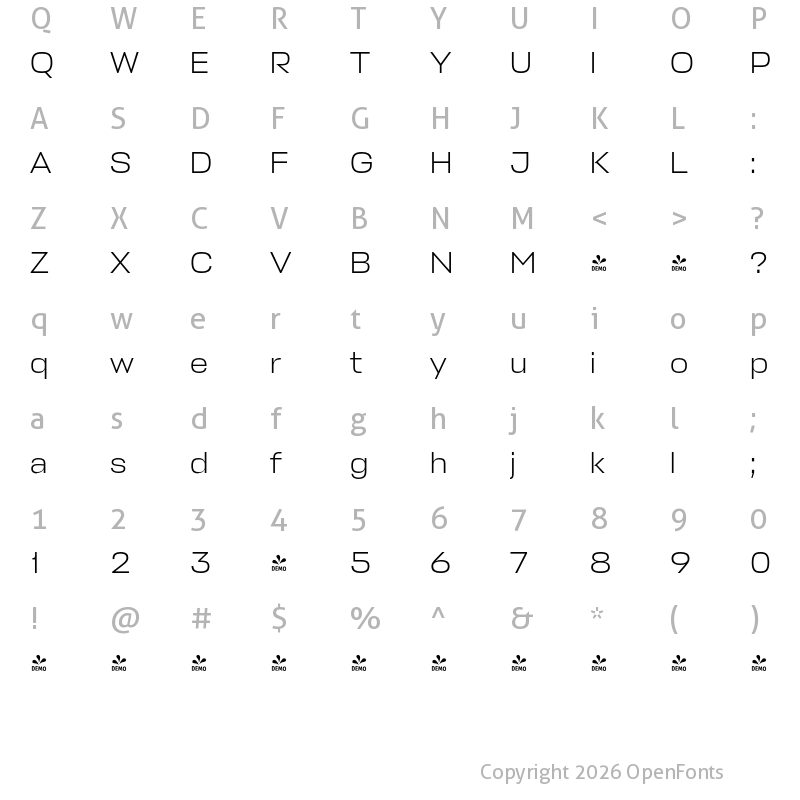 Character Map of FONTSPRING DEMO - Stapel Light Regular