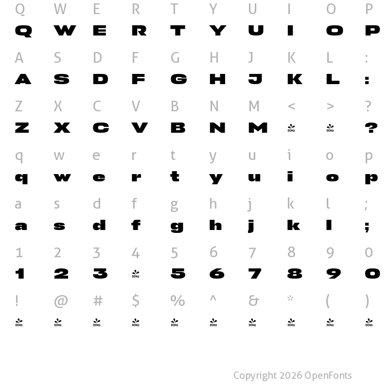 Character Map of FONTSPRING DEMO - Stapel Semi Expanded Black Regular
