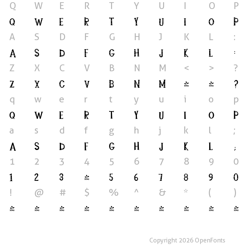 Character Map of FONTSPRING DEMO - Star Bright Moon Light Regular