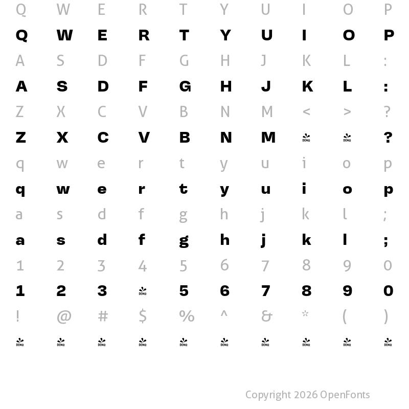 Character Map of FONTSPRING DEMO - Startup Extrabold Regular
