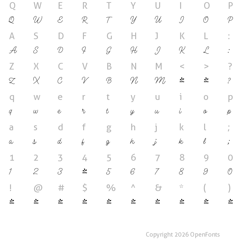 Character Map of FONTSPRING DEMO - SteakAndCheese Pen2 Regular