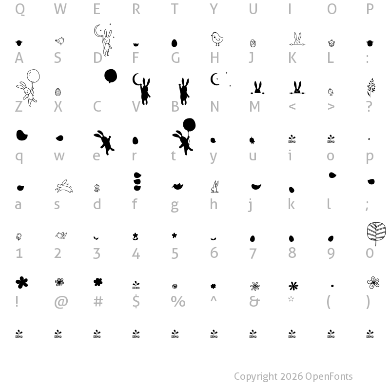 Character Map of FONTSPRING DEMO - Storyteller DE Spring Regular