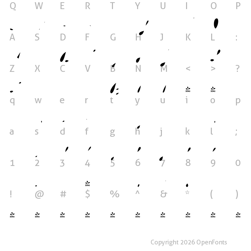 Character Map of FONTSPRING DEMO - Storyteller Script Fill Regular