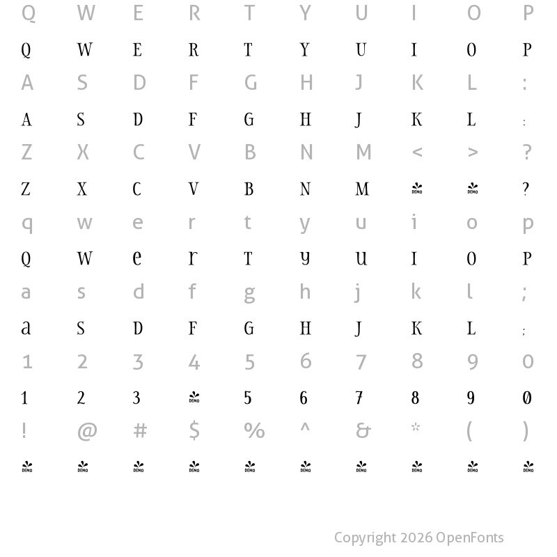 Character Map of FONTSPRING DEMO - Storyteller Serif Contrast Regular