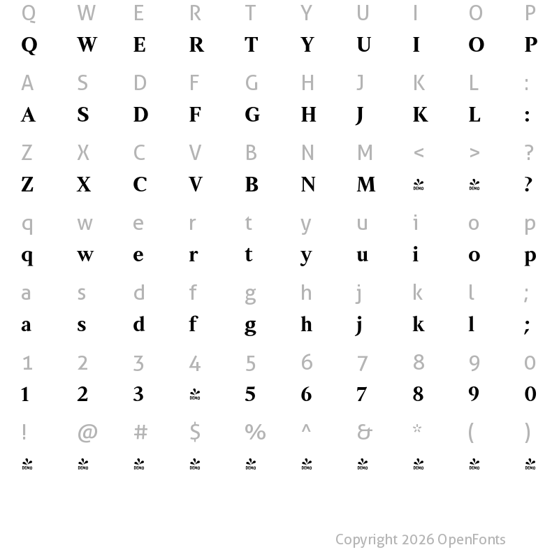 Character Map of FONTSPRING DEMO - Strato Pro Bold