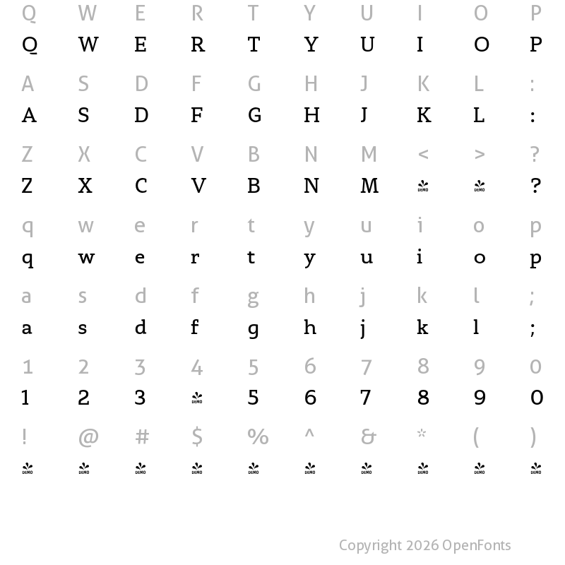 Character Map of FONTSPRING DEMO - Stropha Regular Regular