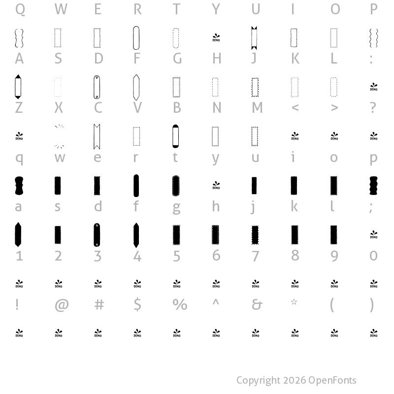 Character Map of FONTSPRING DEMO - Stylist Pro Extra Extra