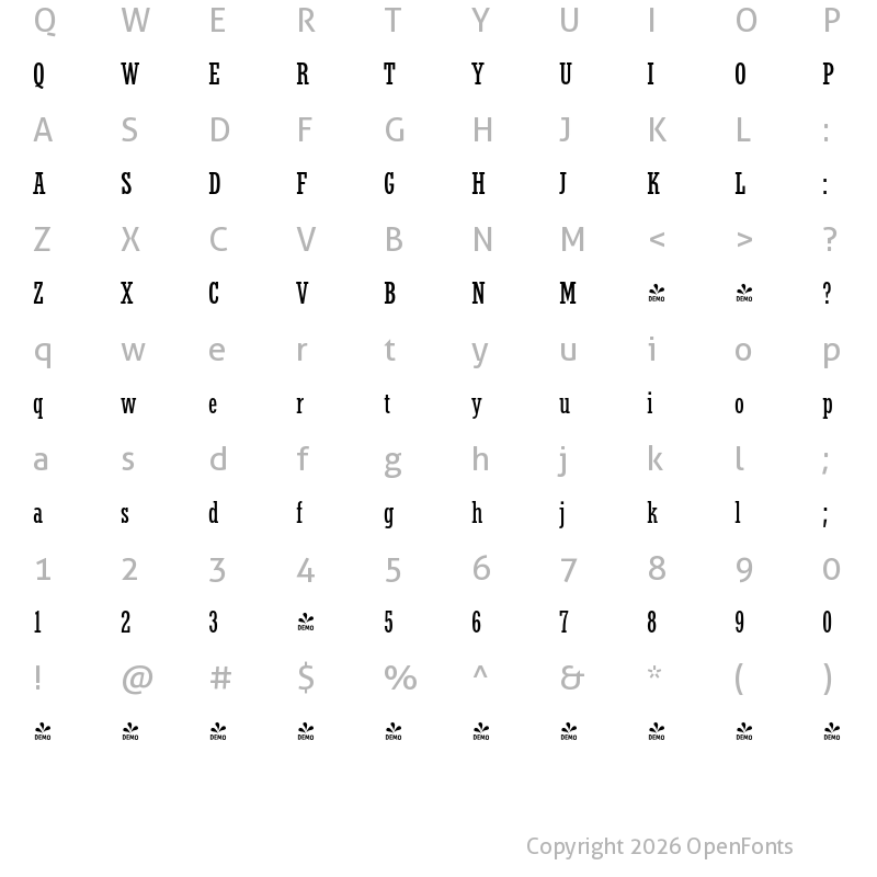 Character Map of FONTSPRING DEMO - Stymie Pro Cd Regular