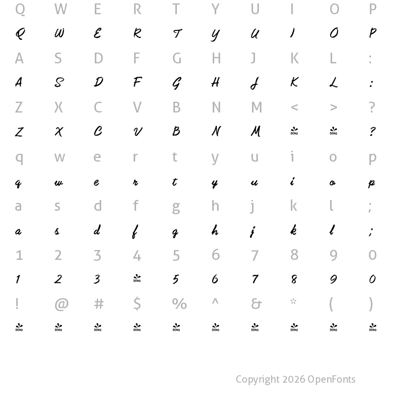 Character Map of FONTSPRING DEMO - Subroc Regular