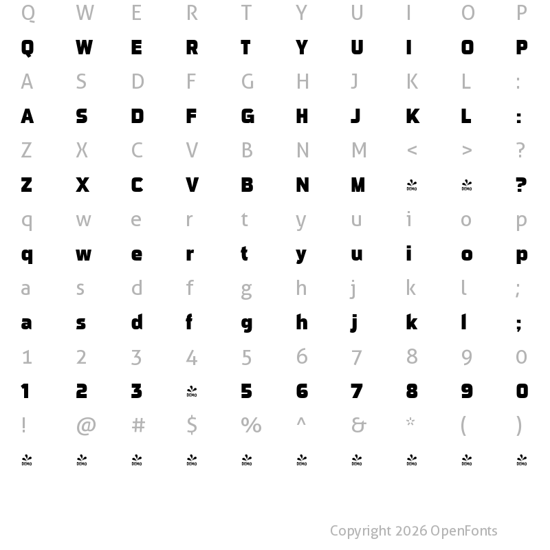 Character Map of FONTSPRING DEMO - Sui Generis Cd Hv Regular