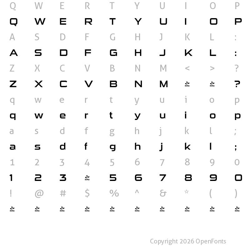 Character Map of FONTSPRING DEMO - Sui Generis Rg Regular