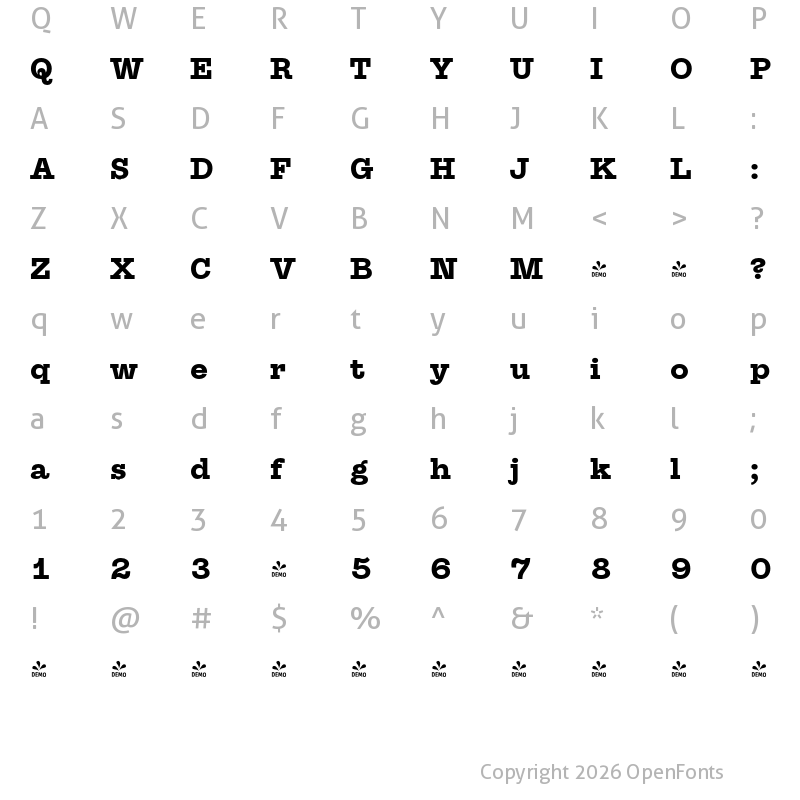 Character Map of FONTSPRING DEMO - SuomiSlabSerif Bd Regular