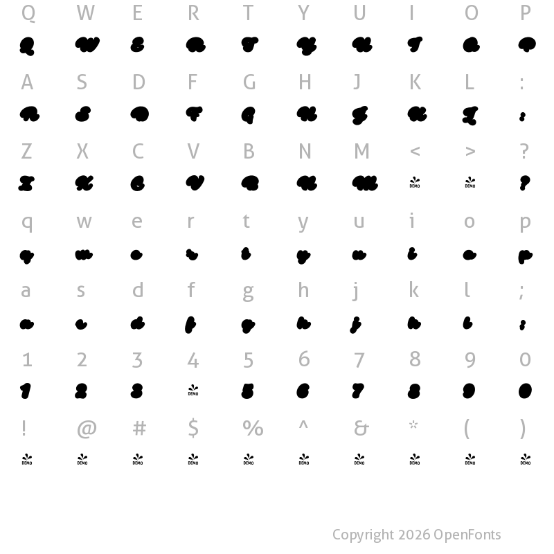 Character Map of FONTSPRING DEMO - Swiftel Outline Outline