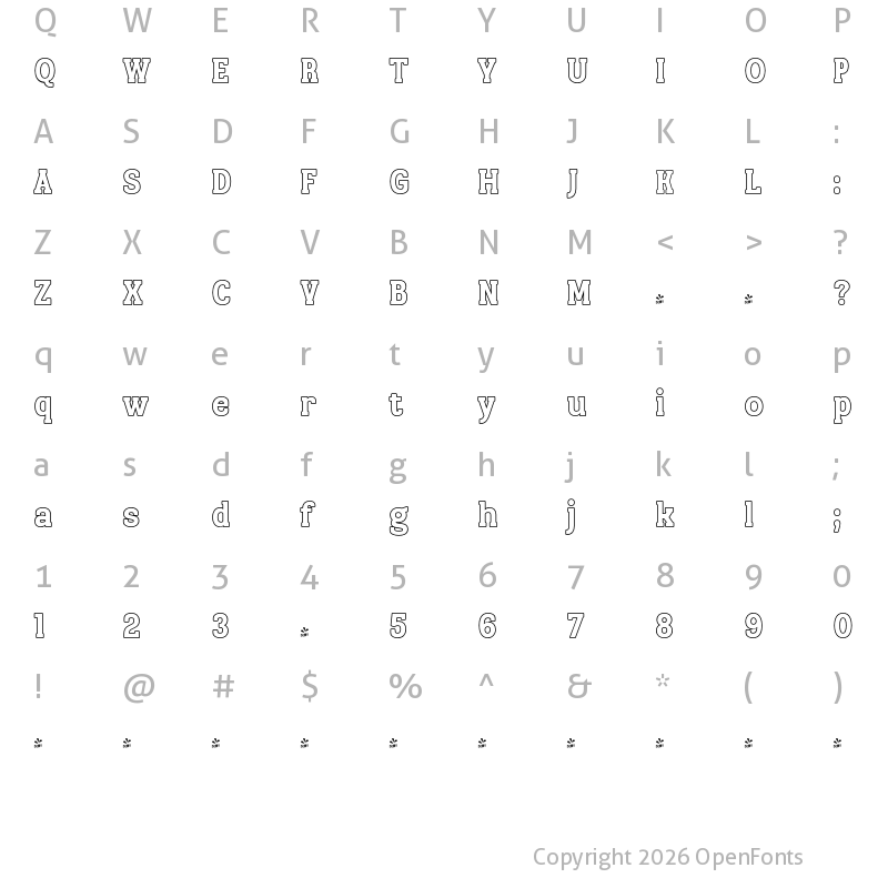 Character Map of FONTSPRING DEMO - TA Bankslab Black Outline Regular