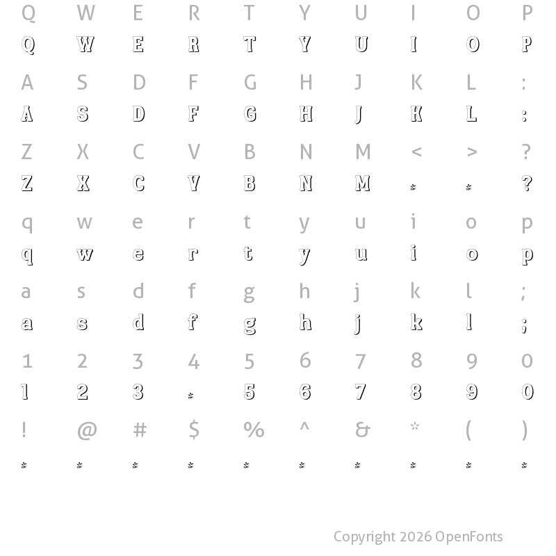 Character Map of FONTSPRING DEMO - TA Bankslab Black Shadow Regular